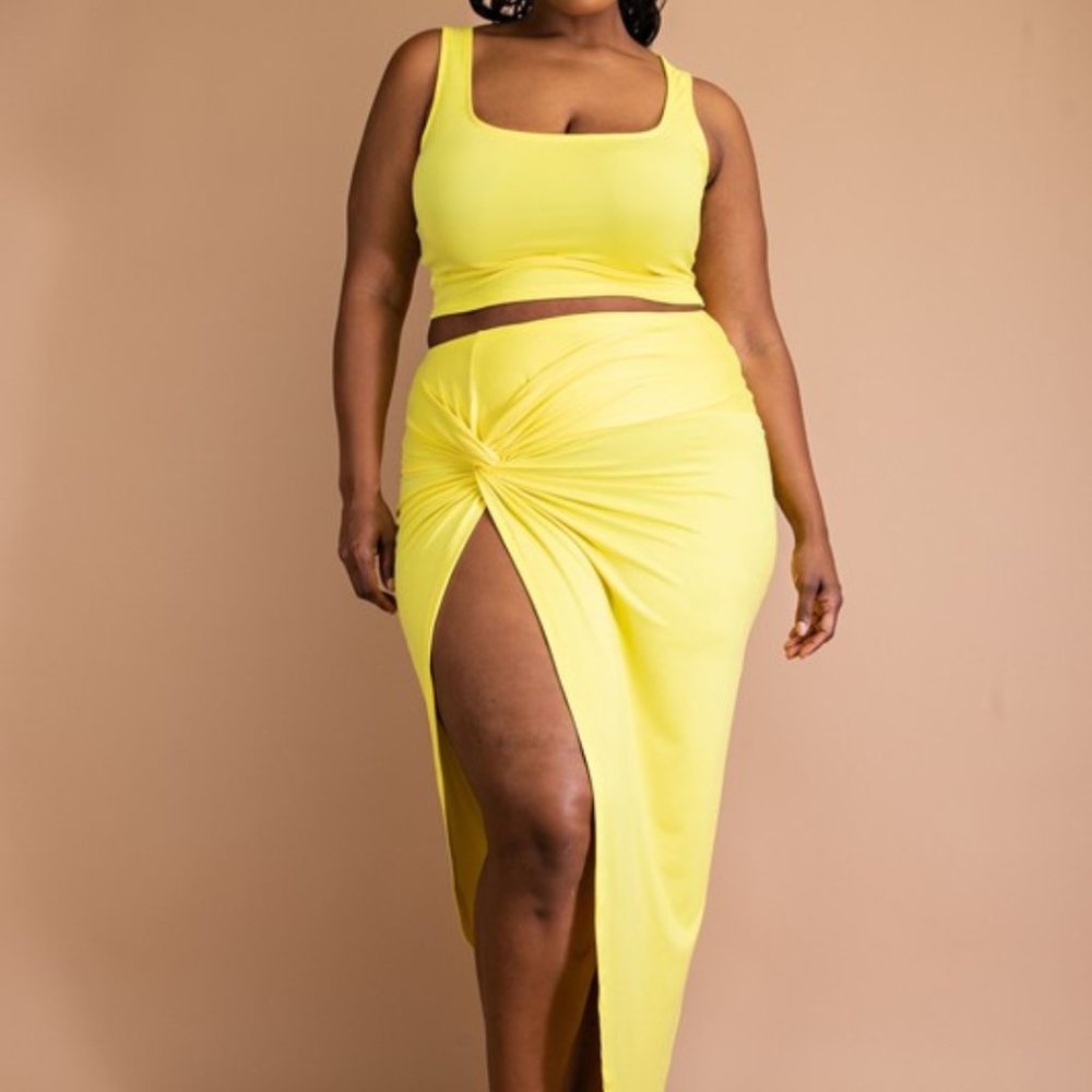 2 pc Crop Top and Skirt Set